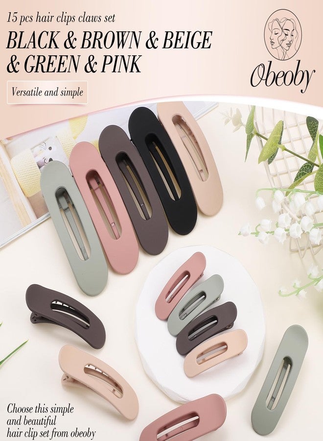 obeoby 15 PCS Flat Claw Clips, 5 Colors Flat Hair Clips 3 Sizes Hair Claws for Women Girls Accessories Barrettes for thick Thin Hair - Image 3
